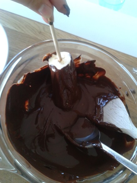platano en chocolate